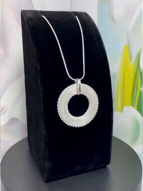Alessandra Weaved Open Circle Sterling Silver Pendant Necklace Gift Boxed